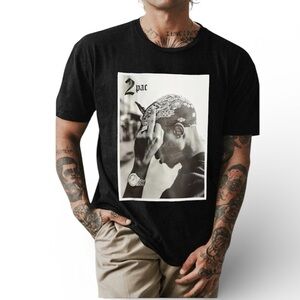 Official 2Pac “Tupac Shakur” Black Graphic Middle Finger T-Shirt